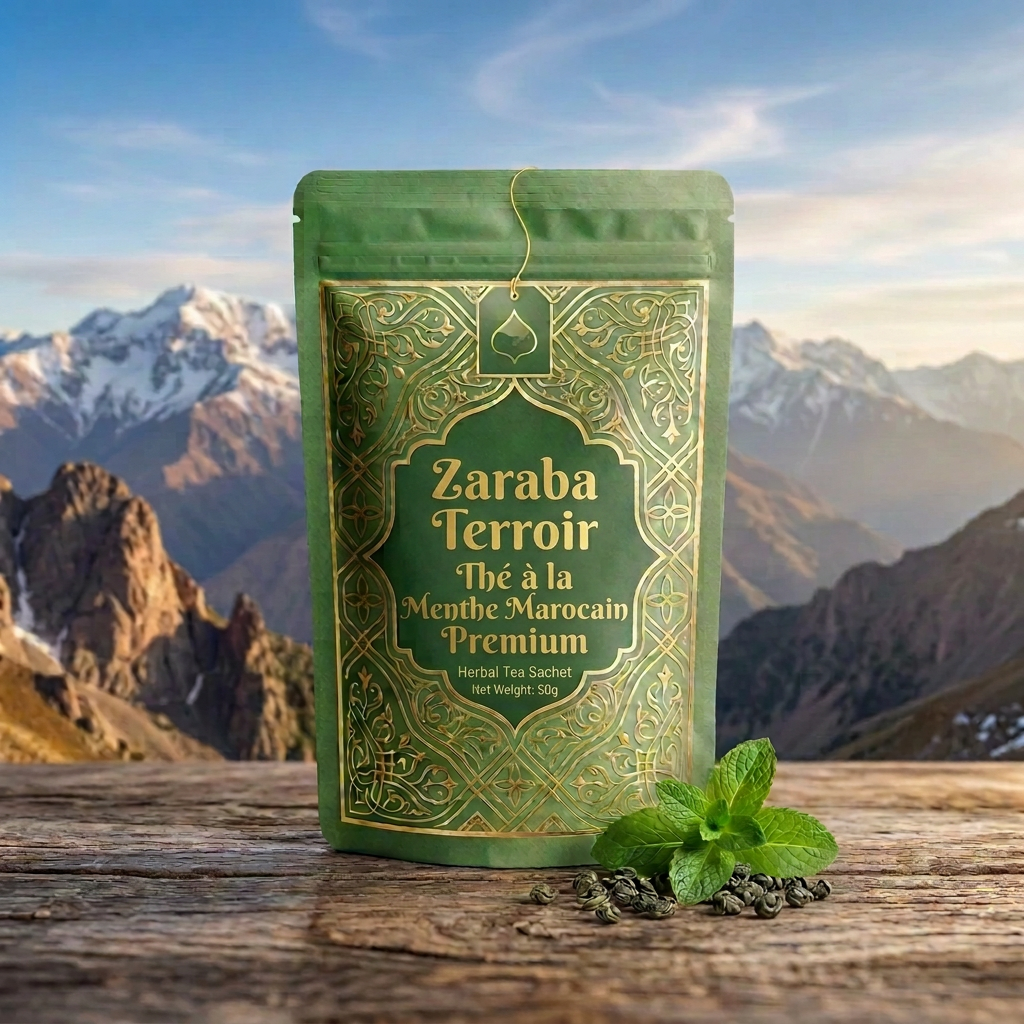 Zaraba Terroir – Thé Vert à la Menthe Marocain Premium | Infusion Traditionnelle du Maroc